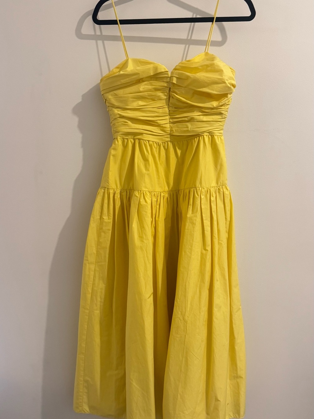 Tanya Taylor Yellow Spaghetti-Strap Midi Dress